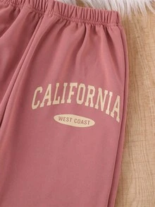 Sparklyn Teenage Girls' Letter Printed Hoodie And Sweatpants Set - Multicolor - View 7