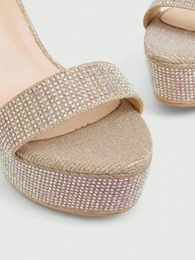 CUCCOO LuxiPop New European And American Hollow Thick Heel Open Toe Sexy Fashion Women's High Heel Sandals - Gold - View 5