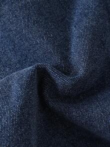 SHEIN Young Boy Casual Warm Thermal Lined Loose Fit Blue Denim Jacket Fall Winter, Fall/Winter Daily Wear, Streetwear, Halloween,Christmas,Boys New Year,Thanksgiving,Winter, Denim Jacket - Medium Wash - View 7