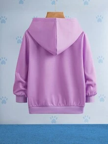 SHEIN | PAW Patrol Bluza z kapturem dla młodej dziewczyny z uroczym, kreskówkowym pieskiem i nadrukiem tęczy, luźny krój, do uprawiania sportów na świeżym powietrzu, fioletowa