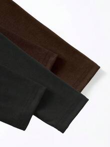 INAWLY قميصان بياقة طاقم وأكمام طويلة بتصميم نحيف للنساء، باللونين الأسود والبني