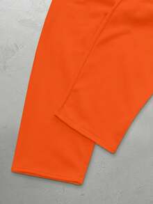 INAWLY 女式休闲纯色松紧腰宽松运动裤 - 橘色 - 查看 7