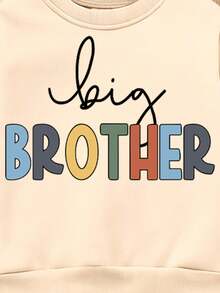 2pcs/Set Toddler Boys Casual Stylish Personalized Creative Simple Refreshing Letter Slogan Graphic Print Sweatshirt And Sweatpants Outfit, Suitable For Autumn/Winter Kids Loungewear Boy Matching Set Kids Sweat Set Brother Matching Outfits Boys Autumn Winter Casual Two Piece Set - Black - View 5