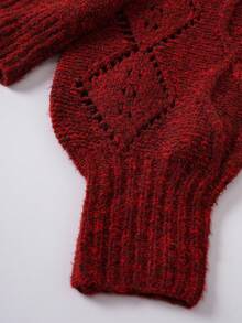 Franclia 新款秋冬休闲宽松柔软大气百搭女士针织开衫 - 紅色 - 查看 8