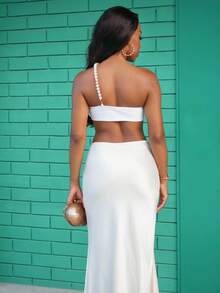 Yess Loren Low Rise Slim Fit Maxi Skirt Spring Summer Boho, Elegant, Holiday Vacation Ibiza Fall, Autumn, Back To School - Apricot - View 4