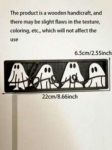 1Pc Halloween Ghost Boo Wooden Table Sign – Cute Black And White Ghost Figurine, Rustic Halloween Desktop Decor, Spooky Tiered Tray Decoration For Home, Office, Party - Multicolor - View 12