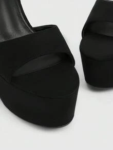 CUCCOO LuxiPop Women's Fashion Black Christmas Party/Date Night High Waterproof Platform Thick Heel High Heel Sandals - Black - View 5