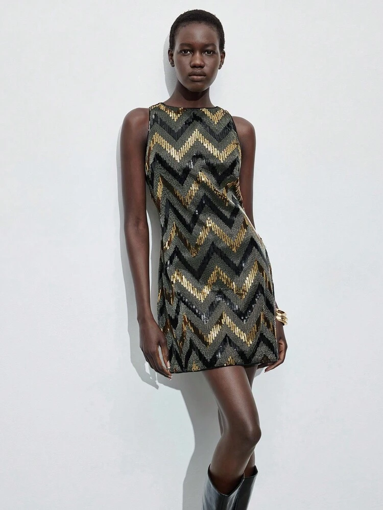 SHEIN Maija MAIJA Elegant Lace V-Neck A-Line Short Sleeve Mini Dress