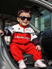Baby Jungen Lässiger, süßer, lustiger Sport-Street-Allround-Koreanischer Stil, vielseitig, bequeme Mode Motorrad-Rennanzug, geeignet für Halloween, Sportveranstaltungen, Geburtstagsfeiern, Taufen, 1. Geburtstagsfeiern, Galas, Aufführungen, Hochzeiten, Herbst/Winter