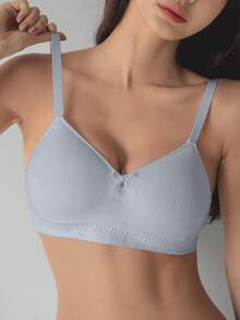 DAZY Women's Solid Color Bow Decor Comfortable Lingerie - Baby Blue - View 3
