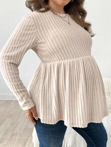 SHEIN Fall Clothes,Autumn Clothes,Maternity Autumn/Winter Clothes  Maternity Plus Size Women Solid Color Round Neck Long Sleeve Ribbed Casual Top Maternity Clothes Fall Winter Pregnancy Clothes Maternity Long Sleeve Top Beige Maternity Top Pregnant Outfits Maternity Tops Long Sleeve Maternity Peplum Top Beige Ribbed Maternity Top Long Sleeve Maternity Top