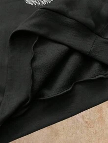 Manfinity NXTstreet Sudadera casual con estampado de tigre y aplicaciones de rhinestone para hombre, para otoño e invierno - Negro - Ver 5