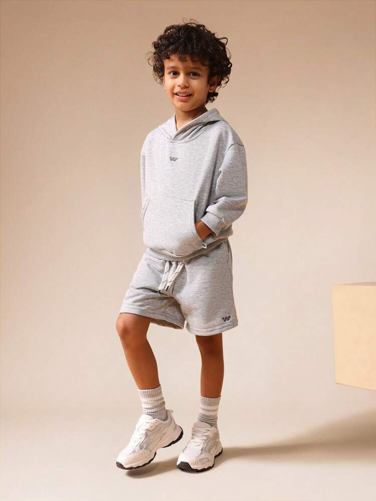 Hooded Sweatshirt With Centre Pocket And Matching Shorts