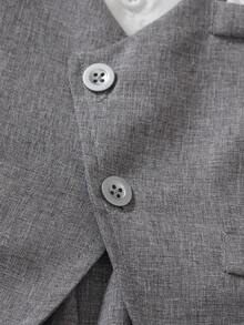 SHEIN 2 件儿童绅士套装，包括长袖背心夹克和及踝长裤，适合学校、生日派对、婚礼、洗礼的正式西装，优雅复古风格 - 灰色 - 查看 4