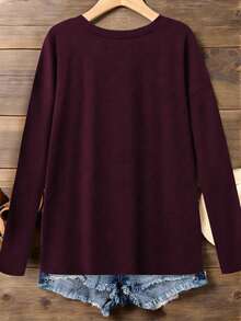 EMERY ROSE T-shirt décontracté ample à col en V pour femmes, best-seller, automne/hiver