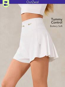 OutZeal Tummy Control High Waist Built-In Shorts Pleated Shorts Tennis Gym Sports - White - View 12
