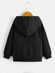 Jungen Grau einfarbiger Sweatshirt mit kleiner Tasche, Regular Fit Lässig Alltagskleidung, geeignet für Herbst/Winter - Schwarz - Übersicht 3