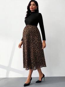 SHEIN MaterniWear 秋冬孕妇两件套新年女装 - 黑色 - 查看 4
