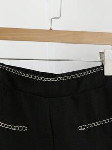 GlowEve CURVE Bộ 2 món cho nữ ngoại cỡ: Áo khoác dài tay hở phía trước và quần ống rộng cạp cao - màu đen - Xem 3