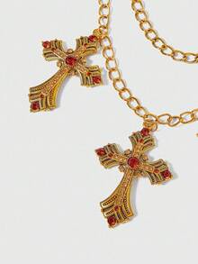 ROMWE Grunge Punk 1 件女士星星装饰多层裤链 - 金色十字架三層褲鏈 - 查看 3