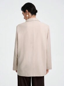 Aalyst Damen elegante hochwertige leinenähnliche Blazer Jacke mit Kragen und Tasche, locker geschnitten, langärmlig, geeignet für Büro, Pendeln, Alltag, Herbst/Winter