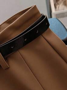 Franclia 休闲通勤时尚百搭中高腰配腰带夏季新款纯色女短裤