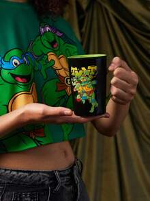 TEENAGE MUTANT NINJA TURTLES | SHEIN 400ml Cartoon Alphabet Printed Ceramic Mug (Microwave And Dishwasher Friendly) - Black - View 4