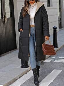 EMERY ROSE 女士休闲日常拉链连帽外套 - 黑色 - 查看 1