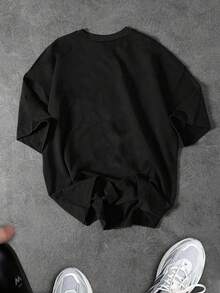 Sport MetroGents Men's Gorilla & Plant Print Loose Fit Round Neck Short Sleeve Sports T-Shirt Bigfoot T-Shirt Men T-Shirt Black T-Shirt Graphic T-Shirt Short Sleeve T-Shirt - Black - View 2