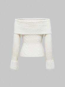 ROMWE Kawaii Women's Y2K Midriff Cropped Fuzzy Collar Sweater