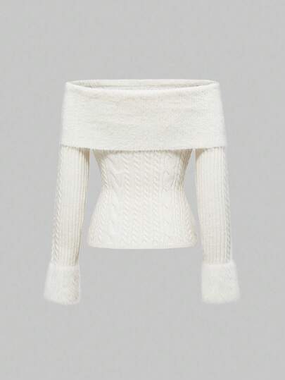 Kawaii Women's Y2K Midriff Cropped Fuzzy Collar Sweater