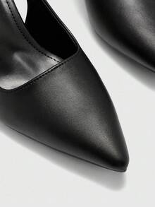 CUCCOO BIZCHIC 女士时尚黑色后带侧扣粗跟尖头高跟鞋，后带穆勒鞋，适合日常、通勤、约会、派对 - 黑色 - 查看 9