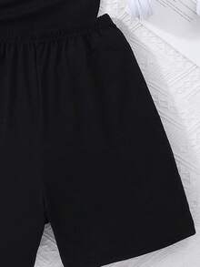 Sparklyn Bộ áo thun cổ tròn tay ngắn in chữ và hoạt hình mùa hè cho bé gái - Nhiều màu - Xem 7