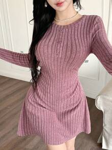 Feyla 女式纯色束腰休闲连衣裙