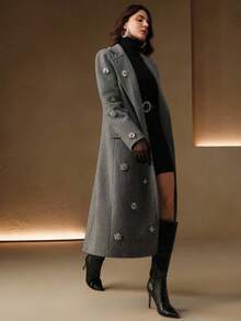 Anewsta Autumn/Winter New Korean Style Slimming Blazer Coat For Women, High-Quality Black Long Slim Fit Jacket, Elegant Winter Outerwear, New Year Party Dress