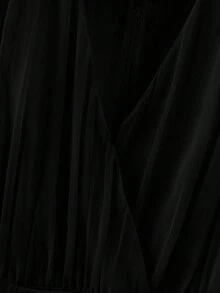 GlowEve Women's Elegant Sleeveless V-Neck Pleated Waist Cinched Metal Button Decor Pocket A-Line Short Dress, Spring/Summer - Black - View 3