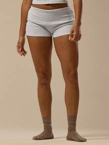 MUSERA ESSENTIALS Rib Fold Over Waist Mini Shorts Basic Summer Vacation Holiday   Winter  Pants