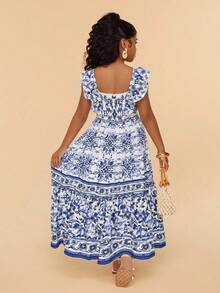 Travachic KIDS 少女度假荷叶边背心套装 - 藍白色 - 查看 2