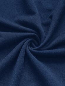 Manfinity Joysei 时尚休闲年轻风加州字母撞色印花常规版型圆领短袖T恤，男士款，适合约会、聚会等场合，必备单品，也适合情侣、家庭亲子装，是送给男友的绝佳礼物。 - 藏蓝色 - 查看 5