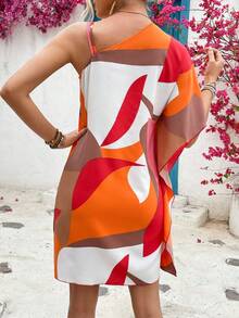 Breezaya Farbblockkleid mit asymmetrischem Ausschnitt, lässiges Strandoutfit für Frauen