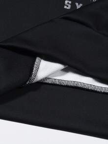 ROMWE MEN Street Life Men's Casual Eye & Letter Graphic Hoodie Sweatshirt, Autumn, Long Sleeve Top - Black - View 5