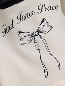 SHEIN 1pc Girls' Casual Everyday Versatile Sweet Design Butterfly Print Contrast Color Fleece Sweatshirt, Autumn/Winter