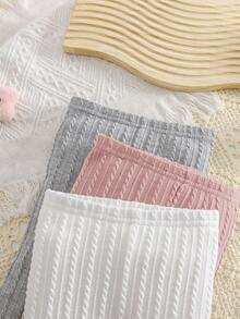 SHEIN Bộ 3 quần dài lưng thun dệt kim cho bé trai/bé gái sơ sinh, đa năng cho mùa xuân, hè, thu và đông - Nhiều màu - Xem 4