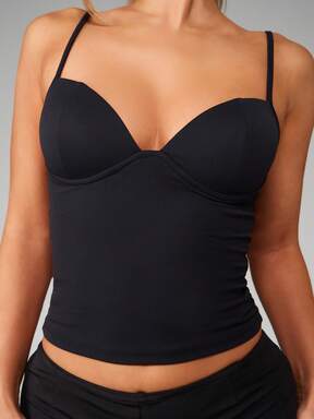 MISSGUIDED Ärmelloses Korsett-Tanktop, Bustier Crop Top, körperbetonter Grundlagen-Essentials-Camisole mit Herzausschnitt, für Sommer, Abendpartys, Clubs, Mode