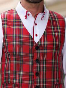 Manfinity CasualCool Questo gilet casual da uomo presenta un motivo a quadri per uno stile elegante e stratificato. Perfetto per il Natale, è adatto per l'uso quotidiano, per il lavoro, per feste e banchetti. Questo gilet è un pezzo versatile ed essenziale nel guardaroba di ogni uomo ed è un ottimo regalo per il tuo ragazzo o marito. Gilet da uomo a quadri rossi per uomo elegante senza maniche, costumi natalizi - Multicolore - Visualizzare 5