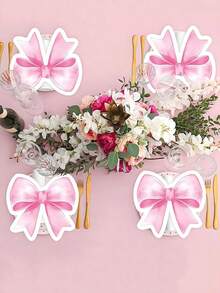 30/50PCS Pink Bowknot Napkins 4 Side Unique Design Decorative Tableware Accessories For Wedding Bridal Shower Bachelorette Party Birthday Tea Break Celebration Cute Elegant Theme Decoration Party Supplies Table Setting - Multicolor - View 3