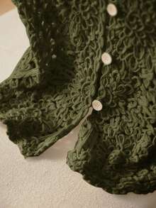 Elaquor Plus Size Women's Fashion Bohemian Button Knit Vest/Winter Knitted Cover Up Green Knit Top Summer Tops Women - Army Green - View 6