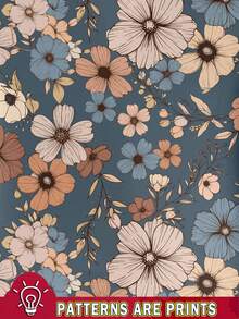 EMERY ROSE Early Autumn Casual Retro Floral Pattern Plus Size Women Sweatshirt, Suitable For Fall/Winter Outings And Matching - Multicolor - View 3