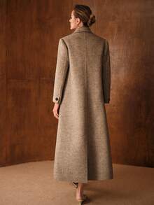 MOTF PREMIUM WOOL PEAK COLLAR DOUBLE BREASTED OVERCOAT - Brown - View 4