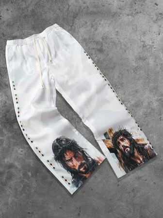 Street Life Pantalon décontracté pour hommes avec imprimé graphique, taille élastique à cordon, convient pour le printemps/été, l'automne